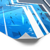 Dynamisch blauw Abstract geometrisch streepontwerp Poster (Hoek)