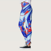 Dynamisch blauw Abstract patroonontwerp Leggings (Links)