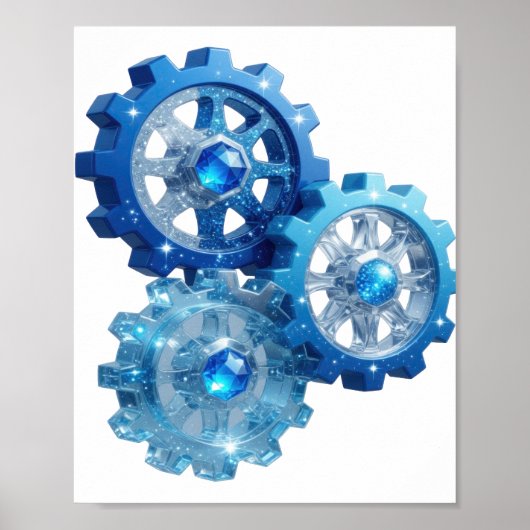 Dynamisch Blauw BLUE GEAR v2 Poster (Voorkant)