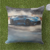 Dynamisch Blauw Stadsrace Scene Buitenkussen (Gras)