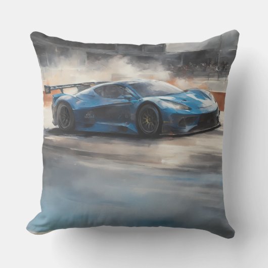 Dynamisch Blauw Stadsrace Scene Buitenkussen (Voorkant)