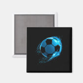 Dynamisch Blauw Voetbal Ll  Magneet (Voorkant / Achterkant)