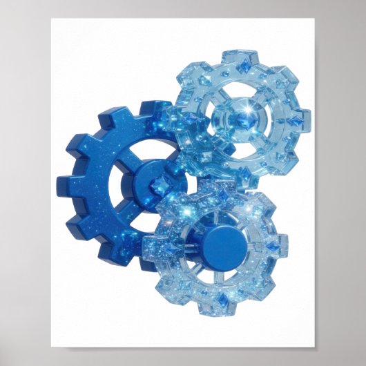 Dynamisch Blauwe BLUE GEAR T-shirt Poster (Voorkant)