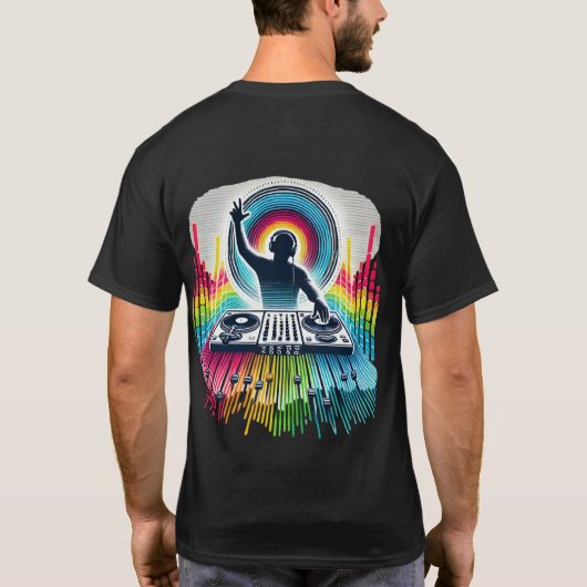 Dynamisch DJ Silhouette T-shirt met levendige kwal (Achterkant)