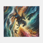 Dynamisch duo: Stormy Horseback Adventure Fleece Deken (Voorkant (Horizontaal))