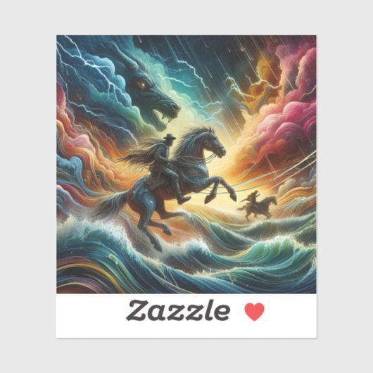 Dynamisch duo: Stormy Horseback Adventure Sticker (Vel)
