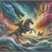 Dynamisch duo: Stormy Horseback Adventure Sticker (Voorkant)