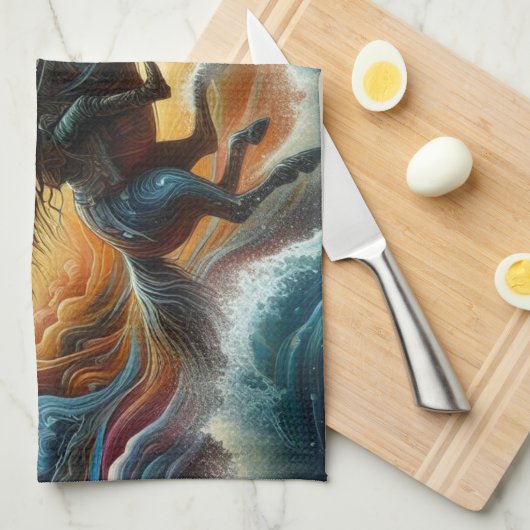 Dynamisch duo: Stormy Horseback Adventure Theedoek (Quarter Fold)