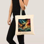 Dynamisch duo: Stormy Horseback Adventure Tote Bag (Voorkant (product))