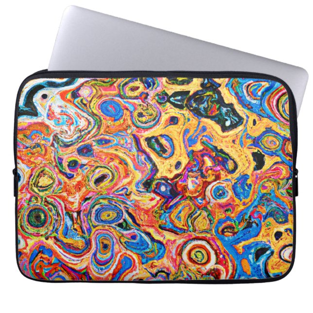 Dynamisch en levendig Abstract patroon Laptop Sleeve (Voorkant)