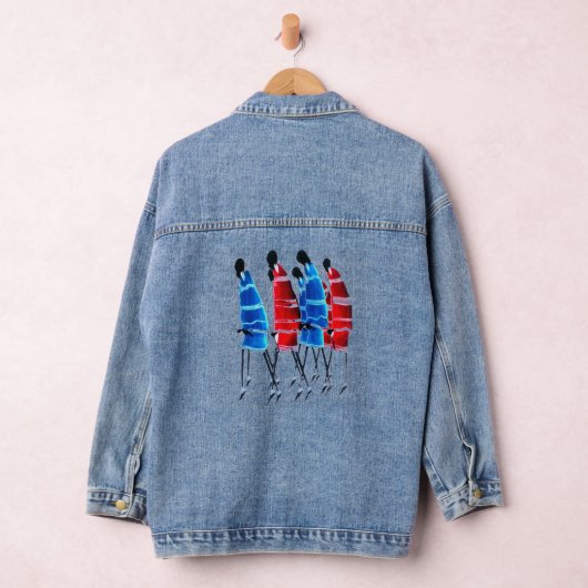 Dynamisch Erfgoed: Maasai Morans' Bold Blue & Red Denim Jacket (Hangar)