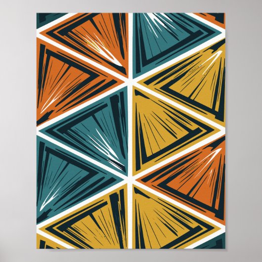Dynamisch Geometrisch Driehoekenpatroon Poster (Voorkant)