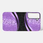 Dynamisch geometrisch ontwerp in paars en zwart samsung galaxy hoesje (Achterkant horizontaal)