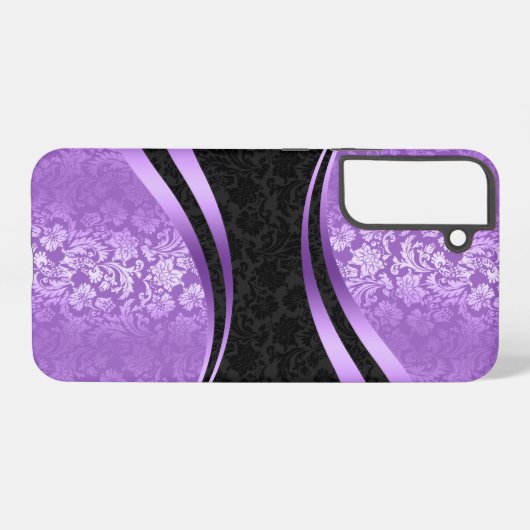 Dynamisch geometrisch ontwerp in paars en zwart samsung galaxy hoesje (Achterkant horizontaal)