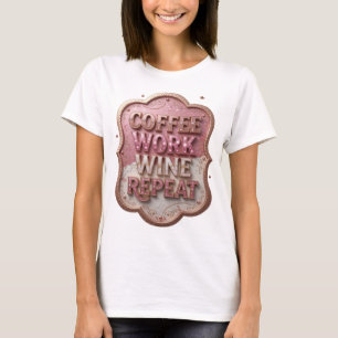 Dynamisch Goud COFFEE WERK WIJN HERHAAL T-shirt