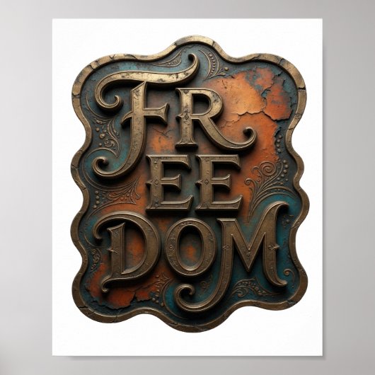 Dynamisch Goud FREEDOM Citaat Design Poster (Voorkant)