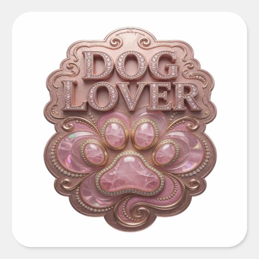 Dynamisch Goud HONDENLIEFHEBBER Sticker Kunst (Voorkant)