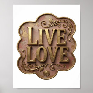Dynamisch Goud LIVE LOVE Modern Ontwerp Poster