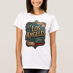 Dynamisch Goud LOS ANGELES 3D-tekstkunst T-shirt