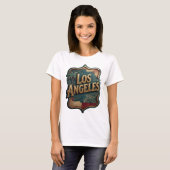 Dynamisch Goud LOS ANGELES 3D-tekstkunst T-shirt (Voorkant volledig)