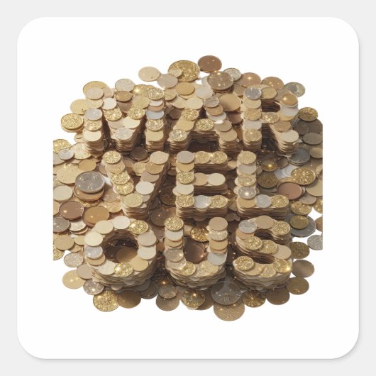 Dynamisch Goud MARVELOUS Vinyl Stijl Vierkante Sticker (Voorkant)