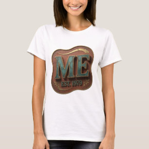 Dynamisch Goud ME EST 1979 Artistiek Motief T-shirt