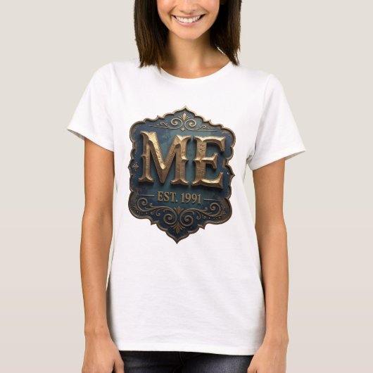 Dynamisch Goud ME EST 1991 Statement Ontwerp T-shirt (Voorkant)