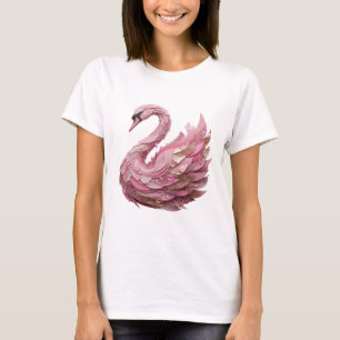 Dynamisch Goud ROZE Zwaan Afdruk T-shirt