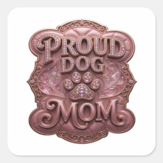 Dynamisch Goud TROTS HONDENMOEDER Sticker Motief (Voorkant)