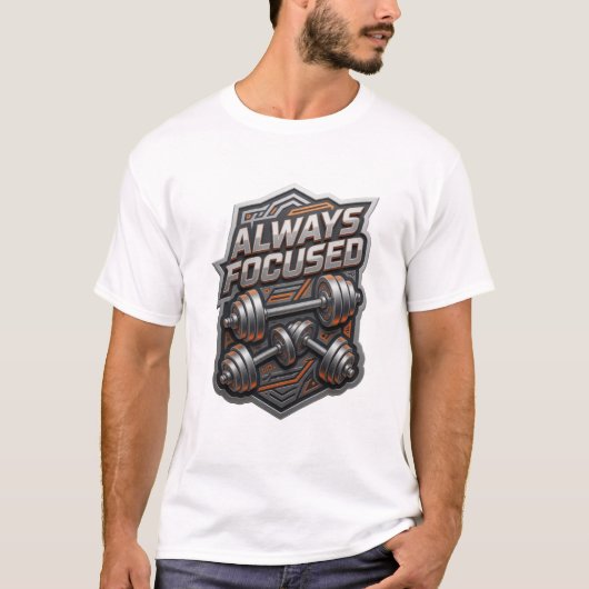 Dynamisch Grijs ALTIJD GEFOCUST Slogan T-shirt (Voorkant)