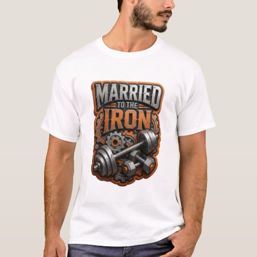 Dynamisch grijs GETROUWD MET HET IJZER Print T-shirt (Voorkant)