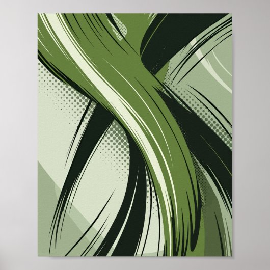 Dynamisch groen abstract golfdesign poster (Voorkant)