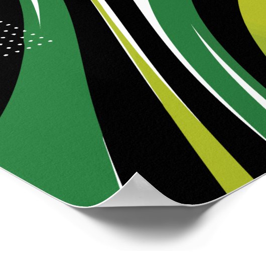 Dynamisch groen Abstract met gebogen strepen Poster (Hoek)
