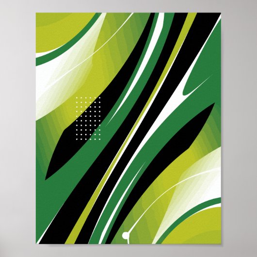 Dynamisch groen Abstract met gebogen strepen Poster (Voorkant)