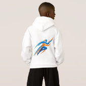Dynamisch hardloperslogo blauw oranje snelheidscad (Achterkant volledig)