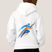 Dynamisch hardloperslogo blauw oranje snelheidscad (Achterkant)