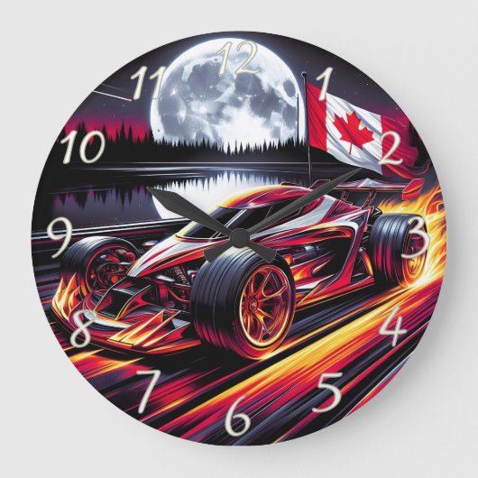 Dynamisch karretje racen onder een heldere maan grote klok (Voorkant)