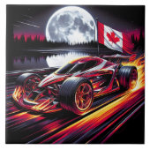 Dynamisch karretje racen onder een heldere maan tegeltje (Voorkant)