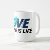 Dynamisch logo met silhouet van hardloper en tekst koffiemok (Voorkant rechts)