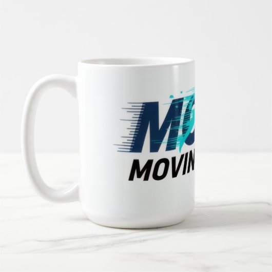 Dynamisch logo met silhouet van hardloper en tekst koffiemok (Links)