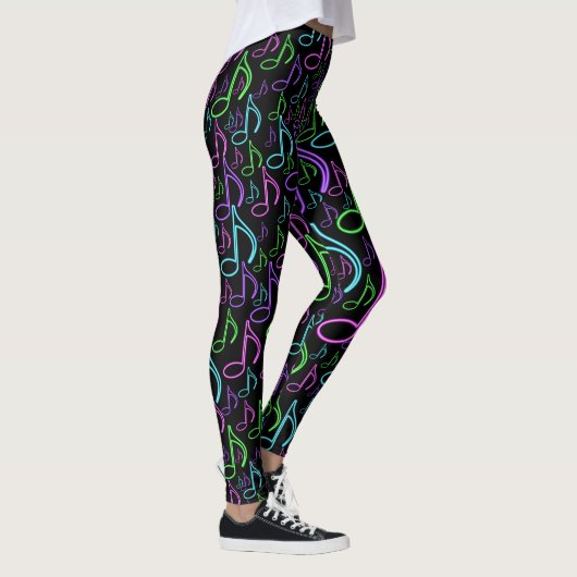 Dynamisch Neon Eachtste Notitititiepatroon Leggings (Rechts)
