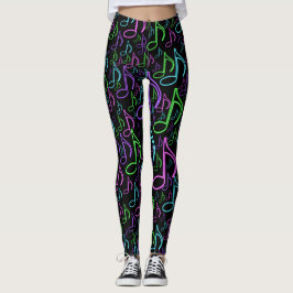 Dynamisch Neon Eachtste Notitititiepatroon Leggings