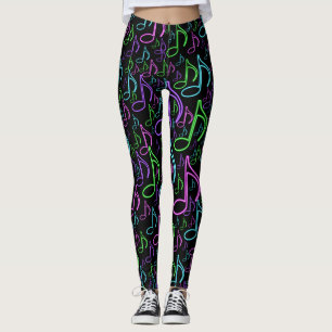 Dynamisch Neon Eachtste Notitititiepatroon Leggings