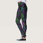 Dynamisch Neon Eachtste Notitititiepatroon Leggings (Links)
