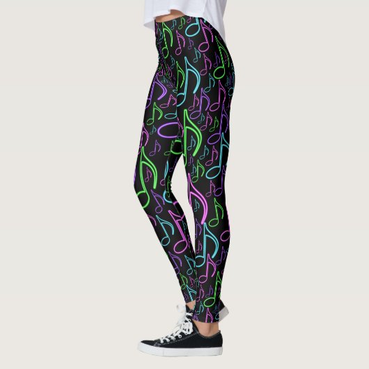 Dynamisch Neon Eachtste Notitititiepatroon Leggings (Links)