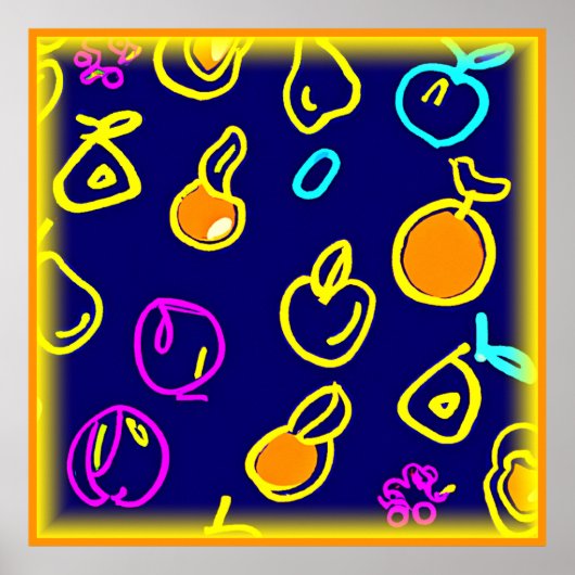Dynamisch Neon Fruits Pattern Design Poster (Voorkant)