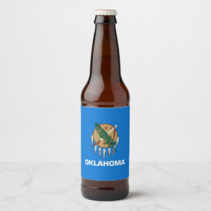 Dynamisch Oklahoma State Flag Graphic op a Bier Etiket