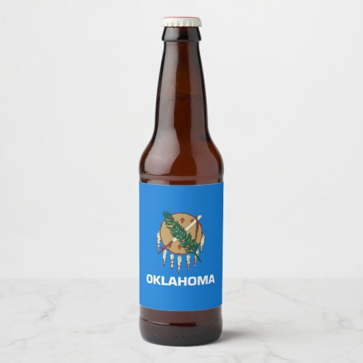 Dynamisch Oklahoma State Flag Graphic op a Bier Etiket (Voorkant)