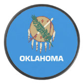 Dynamisch Oklahoma State Flag Graphic op a Hockey Puck (Voorkant)
