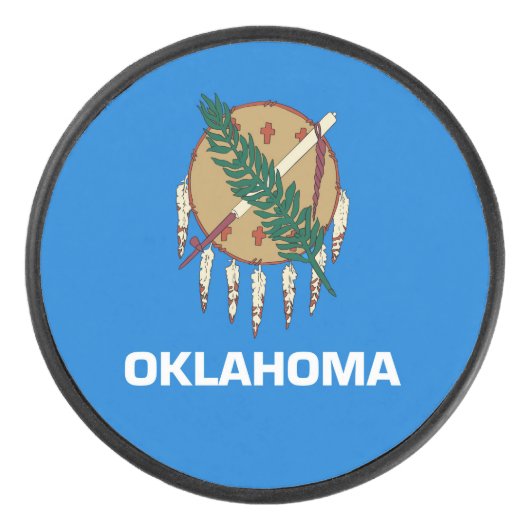 Dynamisch Oklahoma State Flag Graphic op a Hockey Puck (Voorkant)
